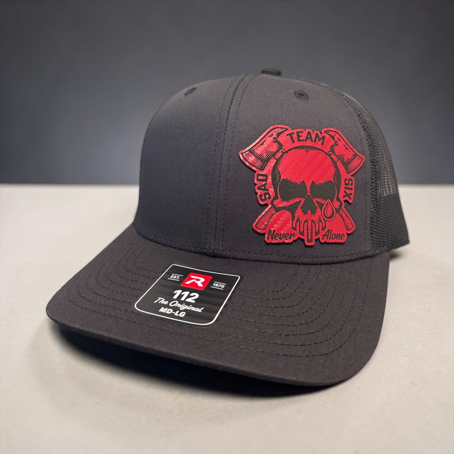 SadTeamSix “Never Alone” Snapback Trucker Hat - Red/Black