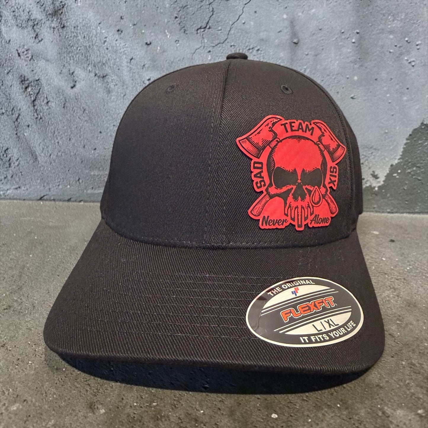 SadTeamSix Red/Black FlexFit Fitted Hat