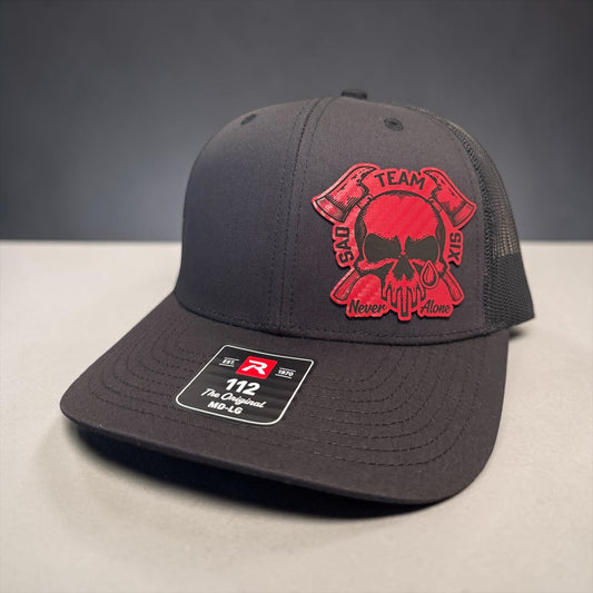 SadTeamSix “Never Alone” Snapback Trucker Hat - Red/Black