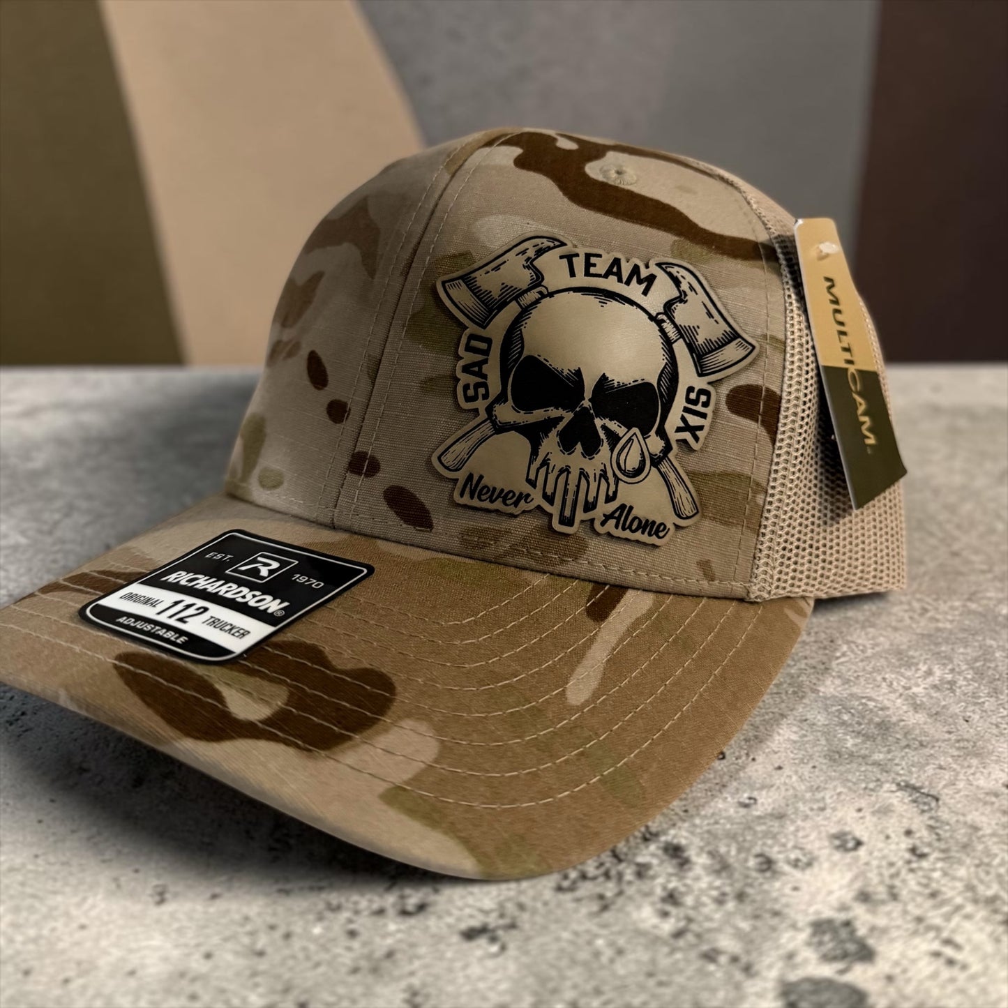 SadTeamSix “Never Alone” Snapback Camo Trucker Hat