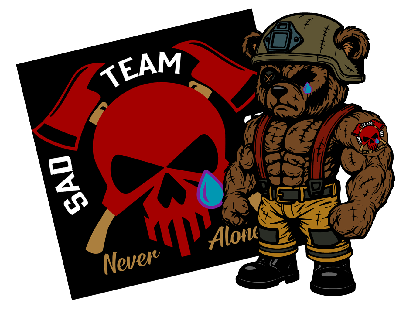 Sad Team Six/Stitches 3" Vinyl Sticker Pack